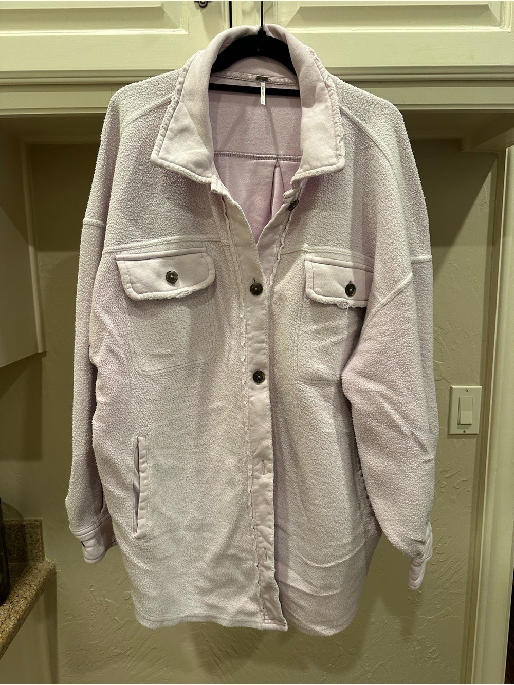 Free People Women’s Light Pink Fleece Shacket Jacket